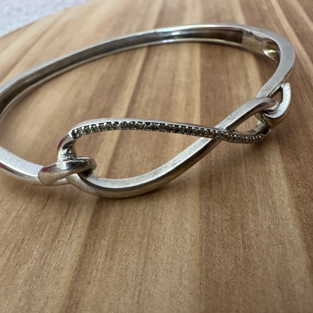 Sterling silver Infinity symbol diamond bangle Bracelet